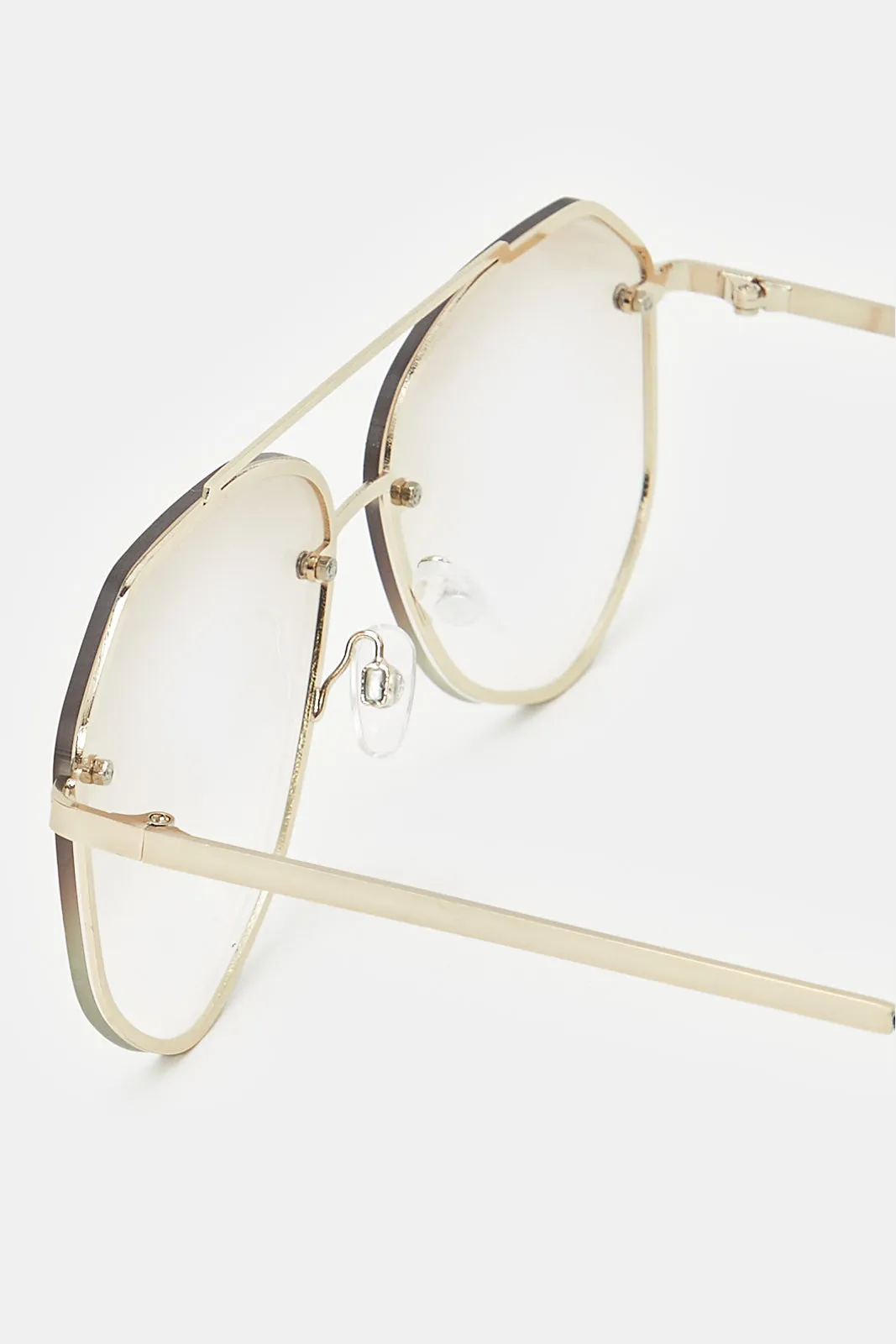 Men Gold Hexagonal Sunglasses