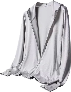 Men Women Unisex Sun Protection Hoodies Full Zipper Long Sleeve Sun UV Coats Outdoor Athletic Running Shirts