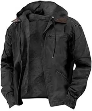 Men's Aztec Western Jackets Winter Warm Thicken Vintage Suede Jackets Men Zip Up Faux Leather Jacket Coats