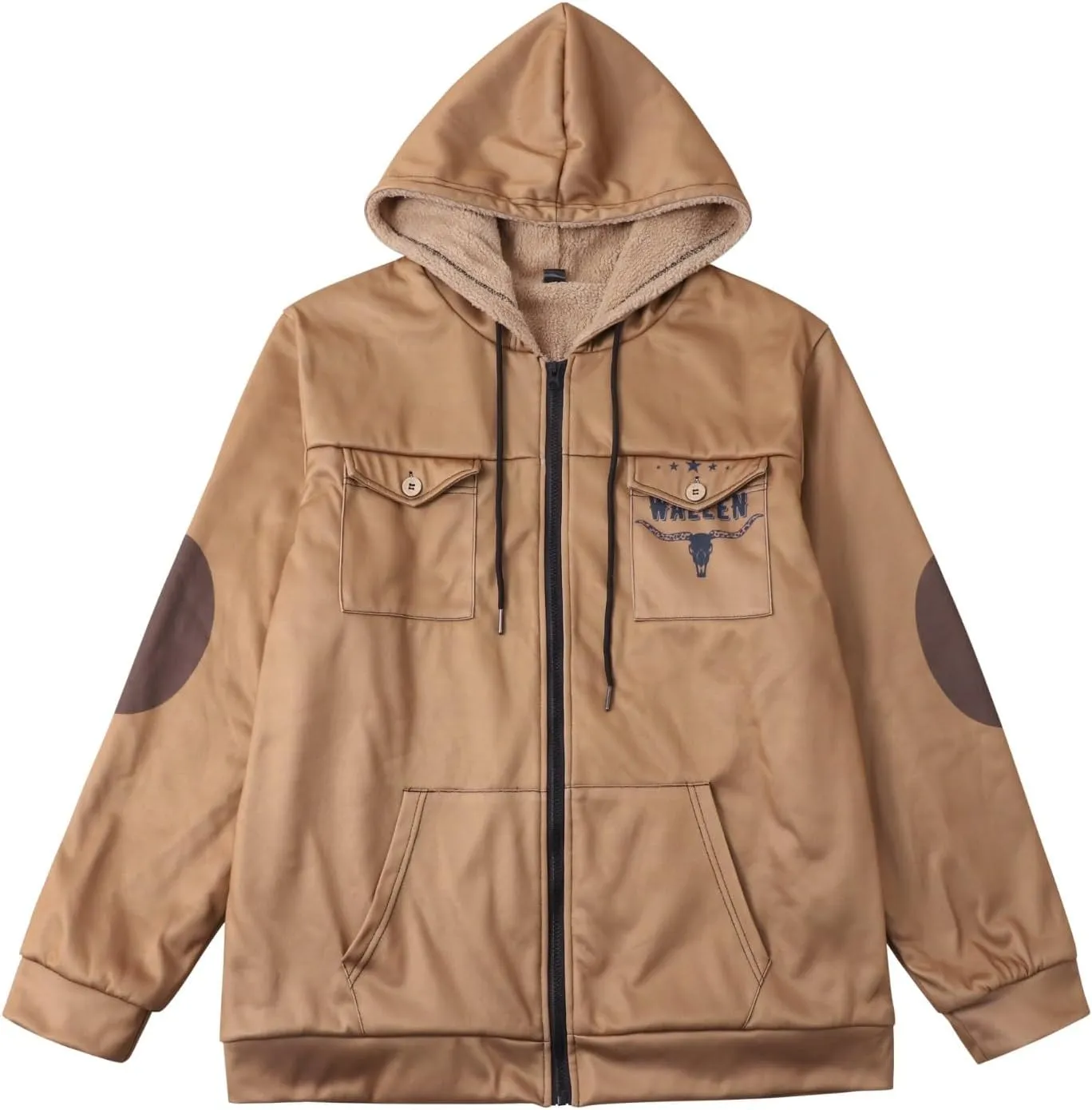 Men's Aztec Western Jackets Winter Warm Thicken Vintage Suede Jackets Men Zip Up Faux Leather Jacket Coats