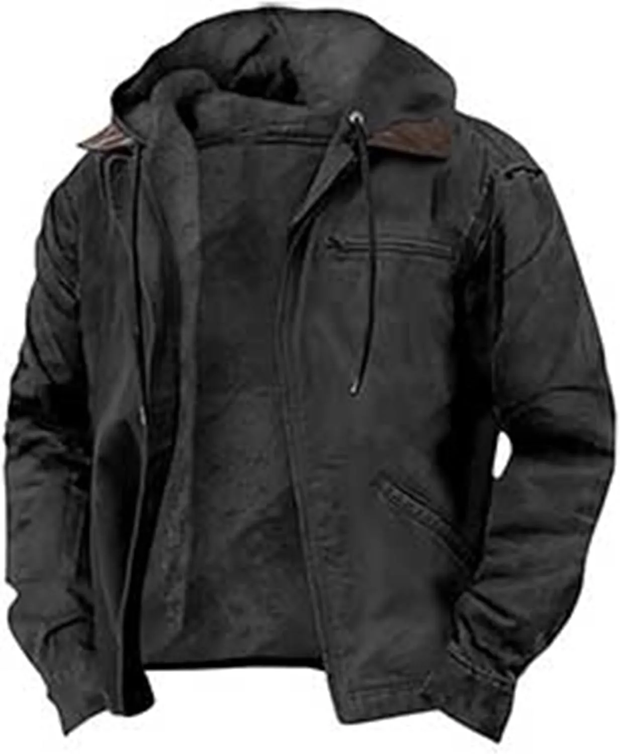 Men's Aztec Western Jackets Winter Warm Thicken Vintage Suede Jackets Men Zip Up Faux Leather Jacket Coats