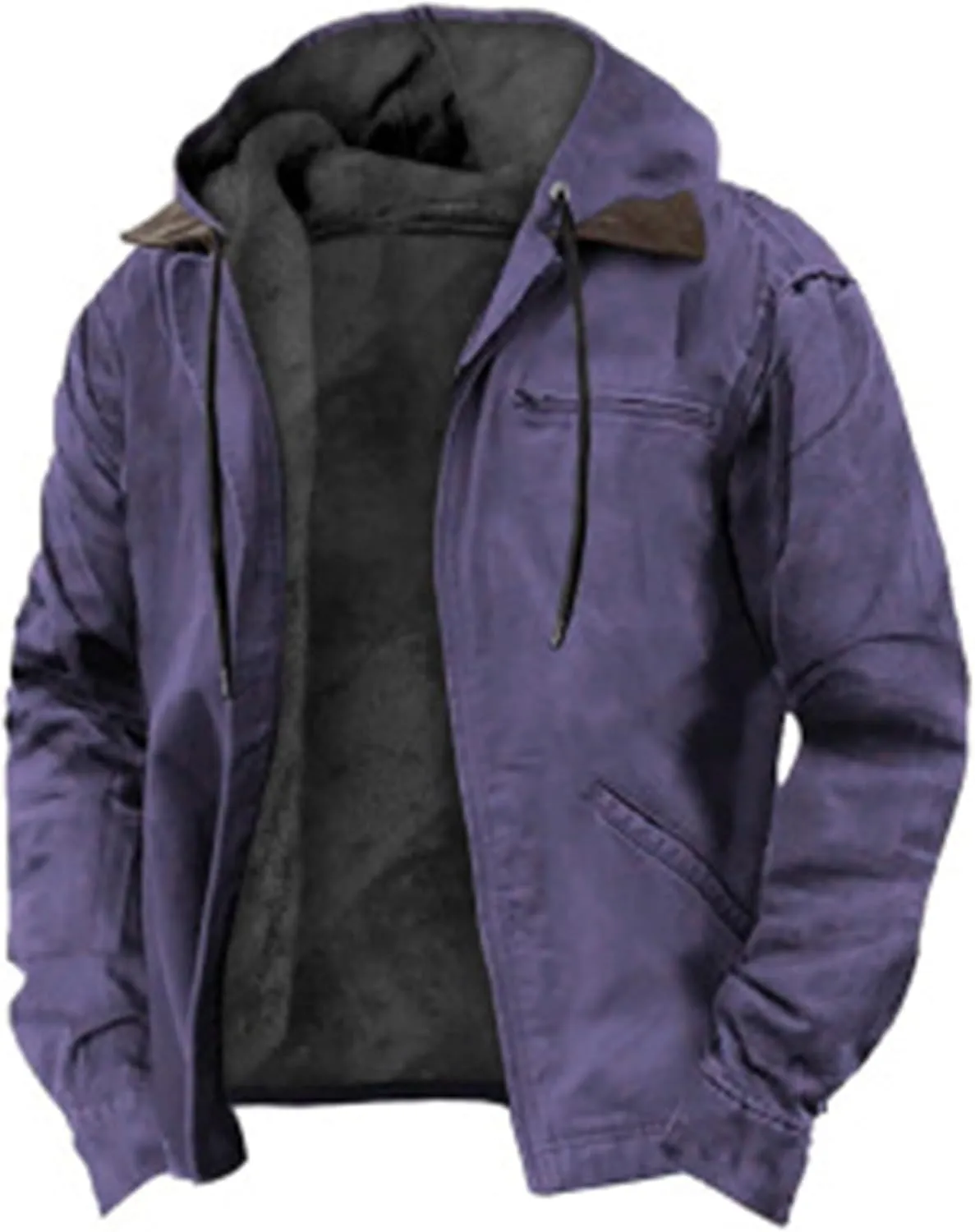 Men's Aztec Western Jackets Winter Warm Thicken Vintage Suede Jackets Men Zip Up Faux Leather Jacket Coats