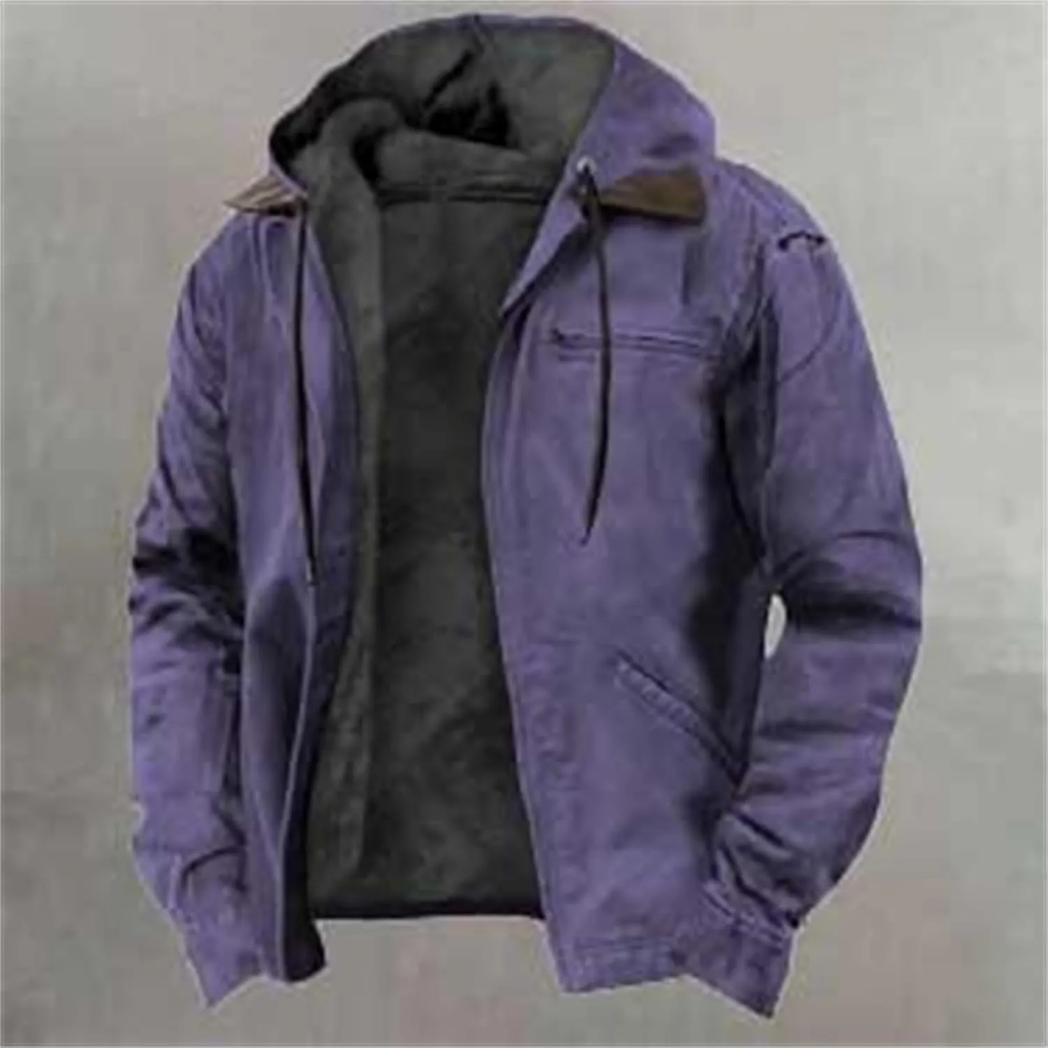 Men's Aztec Western Jackets Winter Warm Thicken Vintage Suede Jackets Men Zip Up Faux Leather Jacket Coats