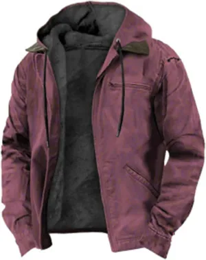 Men's Aztec Western Jackets Winter Warm Thicken Vintage Suede Jackets Men Zip Up Faux Leather Jacket Coats