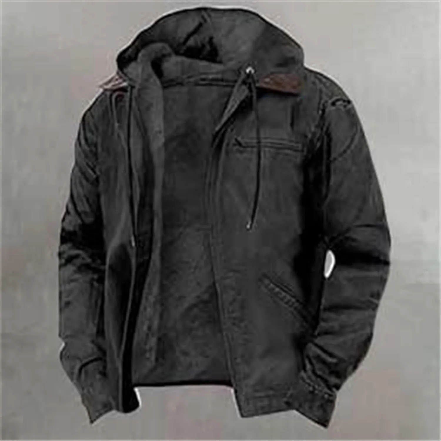 Men's Aztec Western Jackets Winter Warm Thicken Vintage Suede Jackets Men Zip Up Faux Leather Jacket Coats