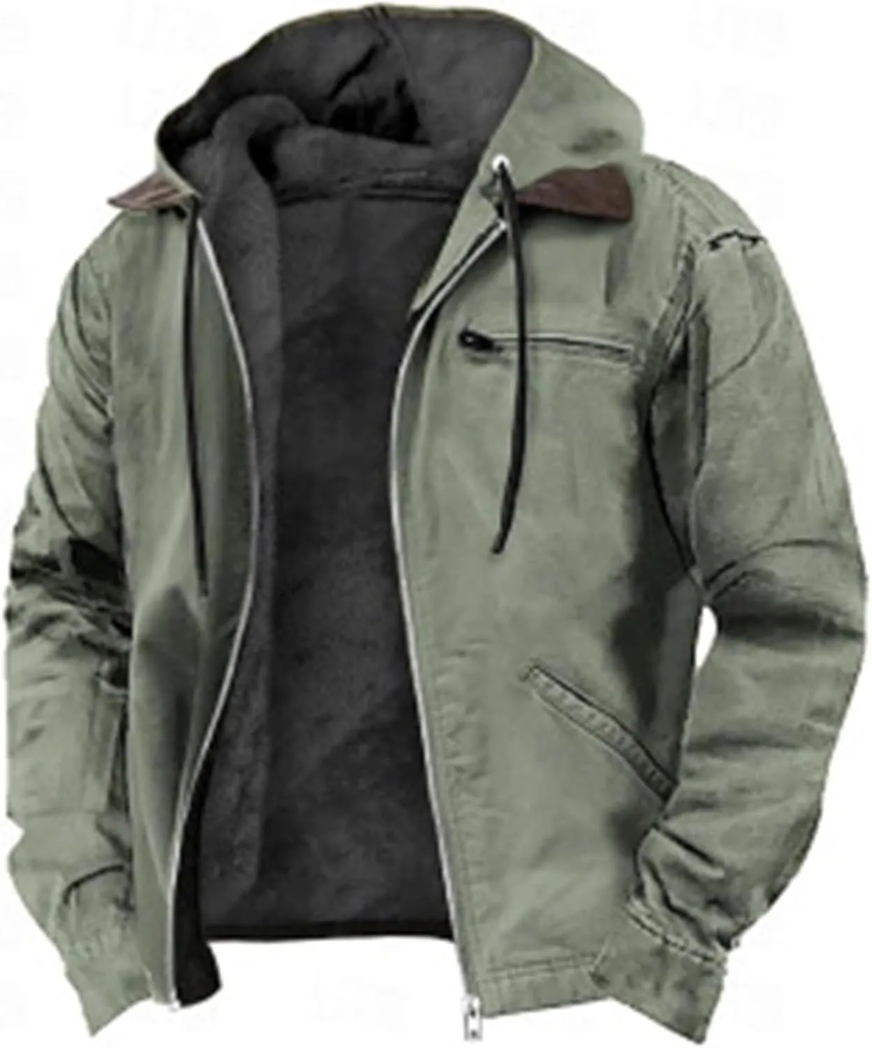 Men's Aztec Western Jackets Winter Warm Thicken Vintage Suede Jackets Men Zip Up Faux Leather Jacket Coats