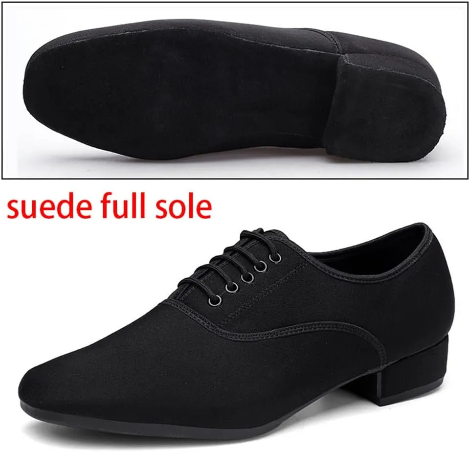 Men's Ballroom Dance Shoes, Professional Lace-Up Dancing Shoes 1Inchs Heel Latin Salsa Tango Shoes