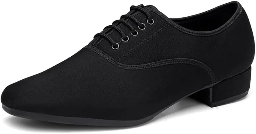 Men's Ballroom Dance Shoes, Professional Lace-Up Dancing Shoes 1Inchs Heel Latin Salsa Tango Shoes