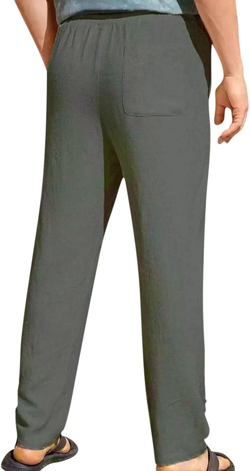 Men's Breathable Outdoor Pants Loose Drawstring Pants Comfort Tapered Pants Light Lounge Pants Jogging Pants