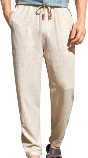 Men's Breathable Outdoor Pants Loose Drawstring Pants Comfort Tapered Pants Light Lounge Pants Jogging Pants