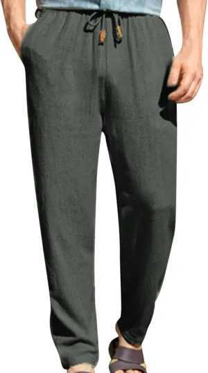 Men's Breathable Outdoor Pants Loose Drawstring Pants Comfort Tapered Pants Light Lounge Pants Jogging Pants