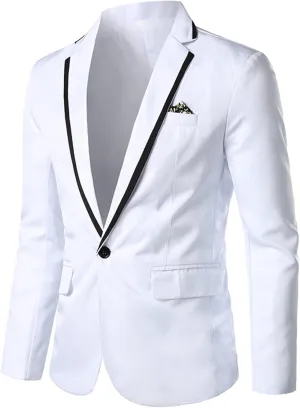 Men's Casual Slim Fit Sport Coat Solid One Button Notched Lapel Suit Jacket Lightweight Daily Tuxedo Blazer