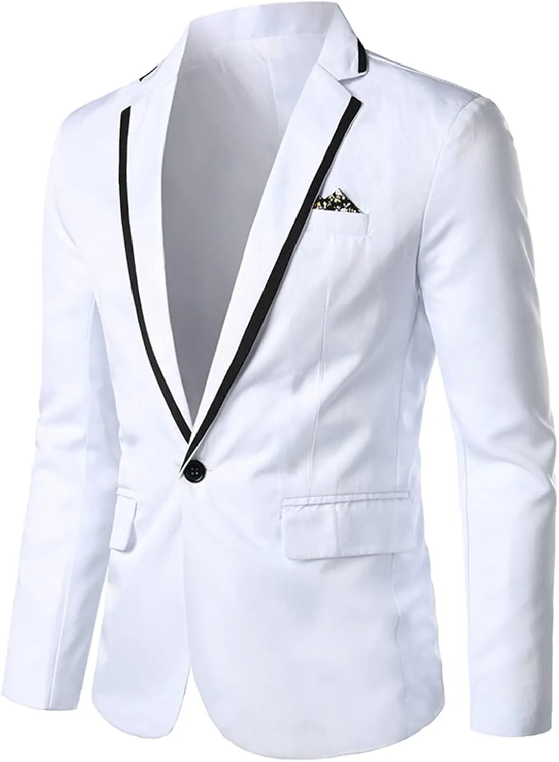 Men's Casual Slim Fit Sport Coat Solid One Button Notched Lapel Suit Jacket Lightweight Daily Tuxedo Blazer