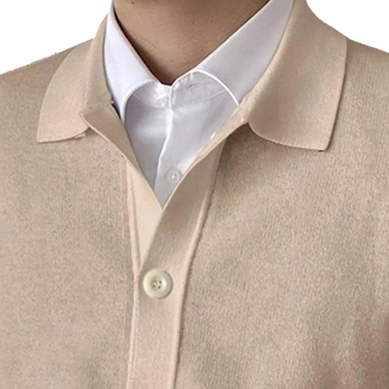 Men's Lapel Cardigan Sweater Knit Polo Long Sleeve Button Cardigans Slim Fit Casual Ribbed Knitted Jacket