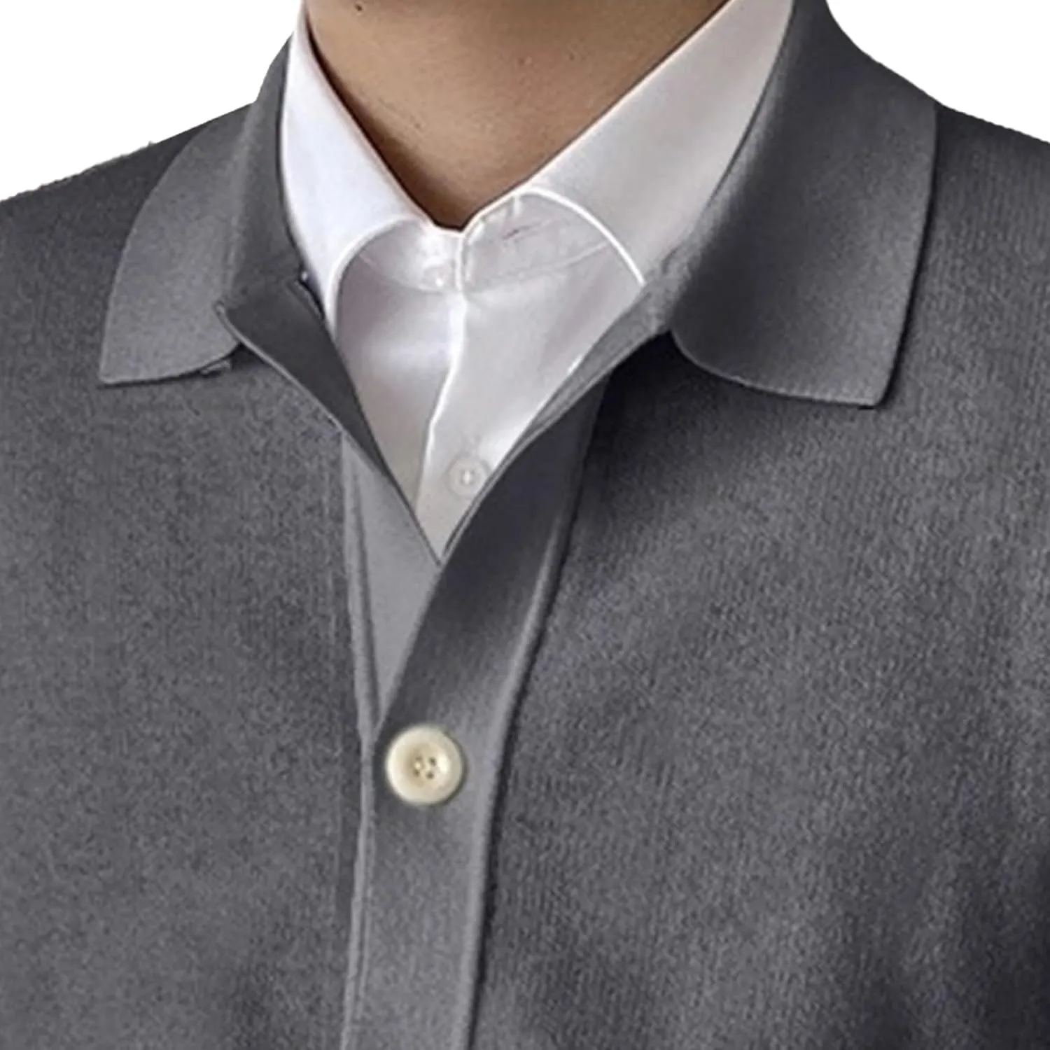 Men's Lapel Cardigan Sweater Knit Polo Long Sleeve Button Cardigans Slim Fit Casual Ribbed Knitted Jacket