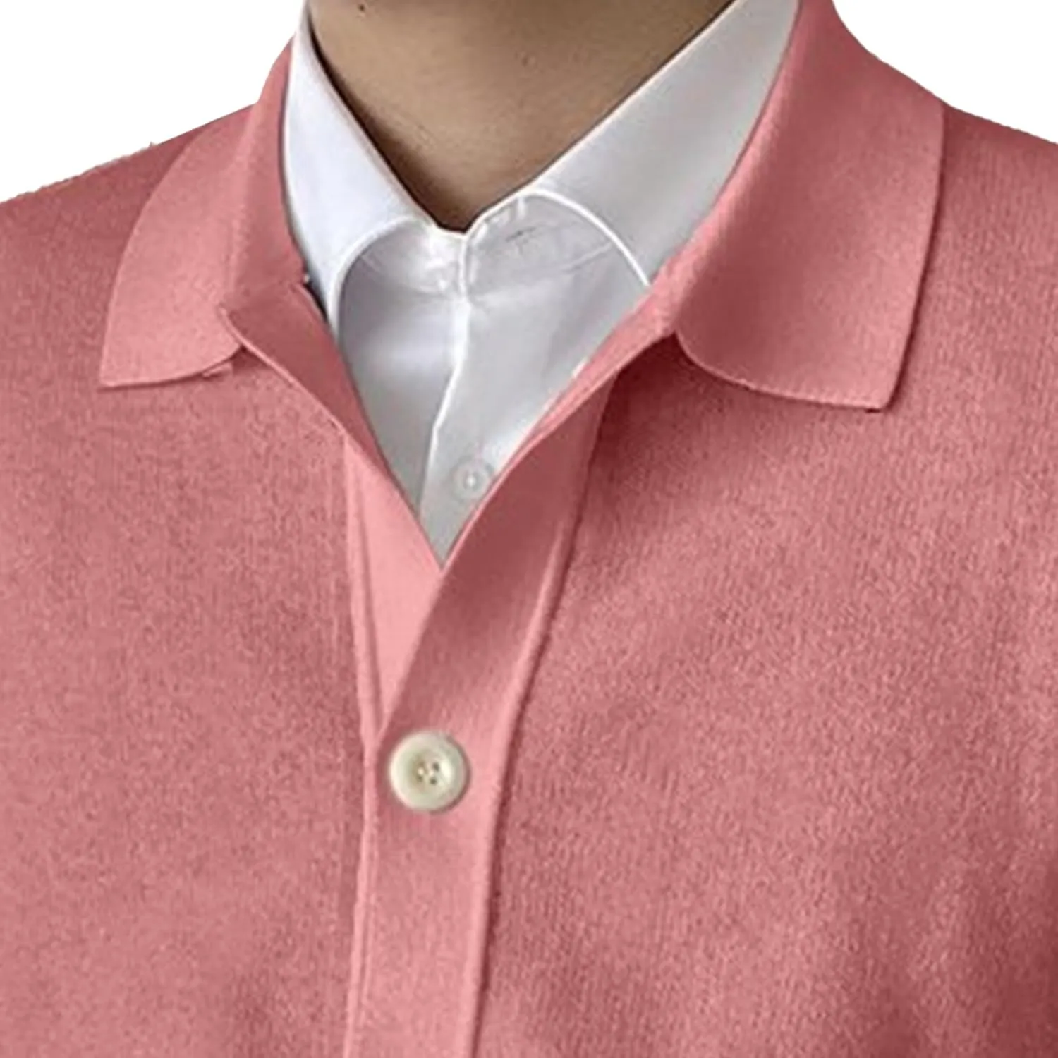 Men's Lapel Cardigan Sweater Knit Polo Long Sleeve Button Cardigans Slim Fit Casual Ribbed Knitted Jacket