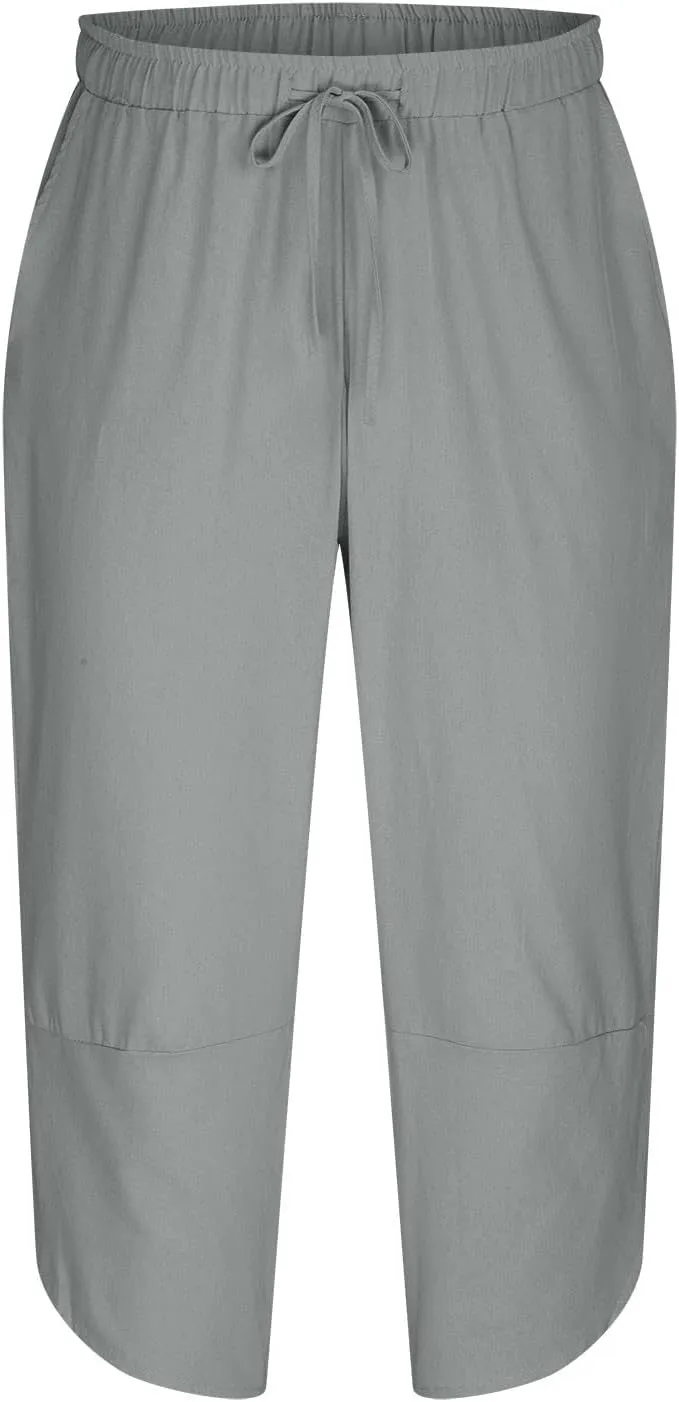 Mens Linen Pants Casual Pants Relaxed-Fit Beach Trousers Summer Yoga Pants Drawstring Elastic Waist Pants