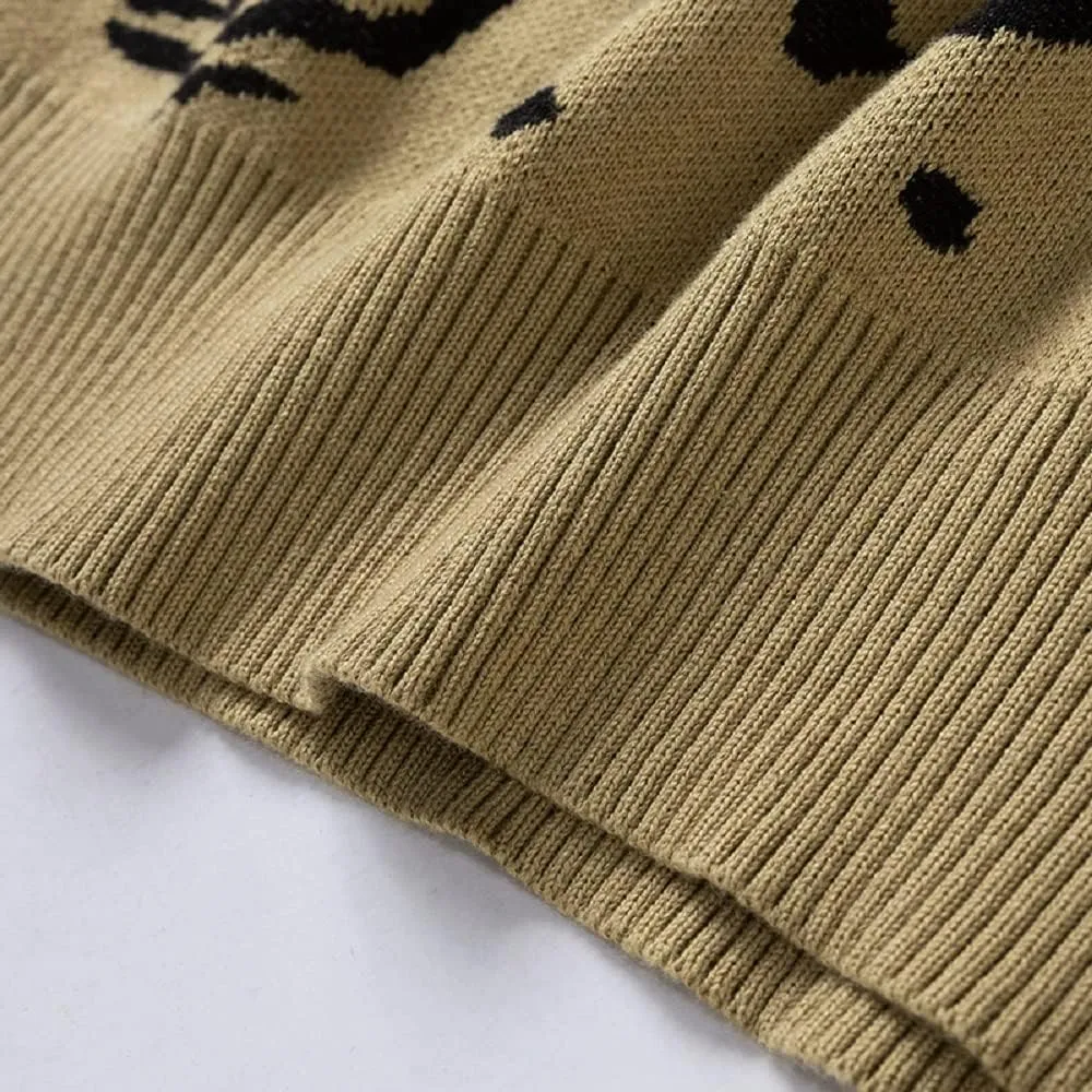 Men's Oversized Cat Sweaters Crewneck Long Sleeve Cotton Cute Pullover Sweaters