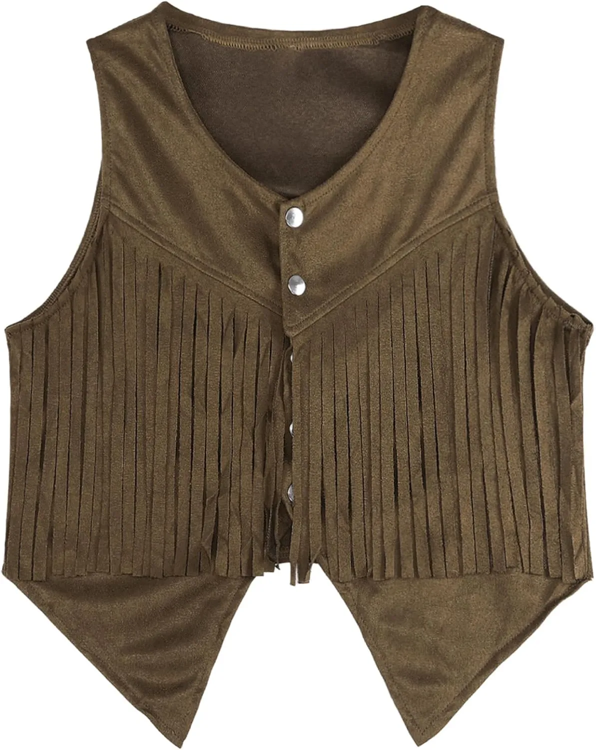 Men's Suede Leather Fringe Vest Vintage Cowboy Style Sleeveless Jacket Slim Fit Waistcoats