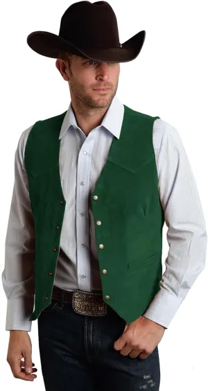 Men's Suede Leather Vest Vintage Cowboy Style Sleeveless Jacket Slim Fit Wedding Waistcoats