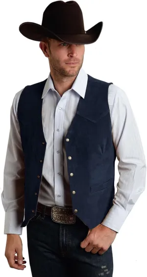 Men's Suede Leather Vest Vintage Cowboy Style Sleeveless Jacket Slim Fit Wedding Waistcoats