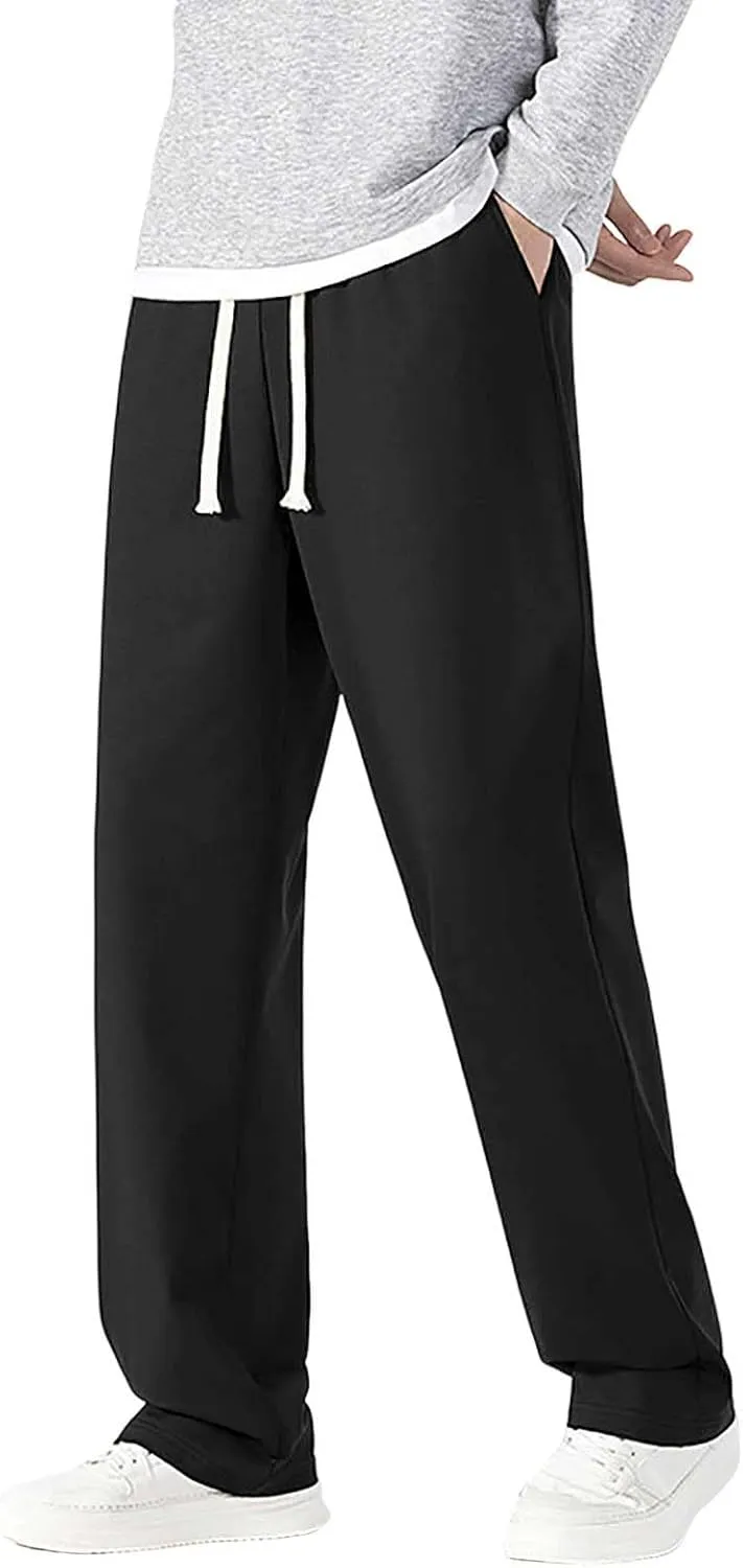 Mens Sweatpants Casual Loose Drawstring Pocket Straight Lengthened Big and Tall Suit Pants for Men