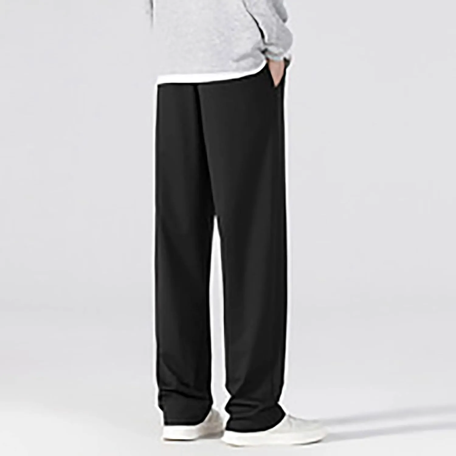 Mens Sweatpants Casual Loose Drawstring Pocket Straight Lengthened Big and Tall Suit Pants for Men