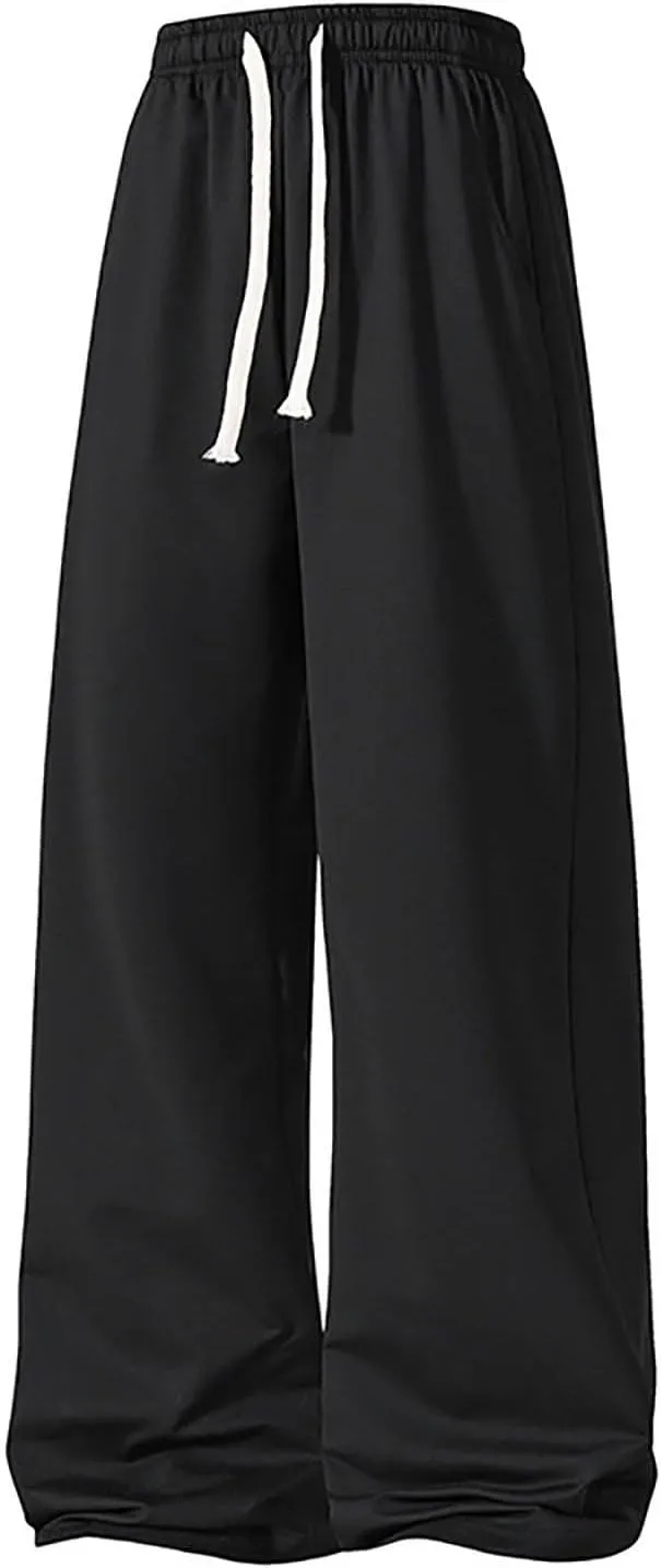 Mens Sweatpants Casual Loose Drawstring Pocket Straight Lengthened Big and Tall Suit Pants for Men