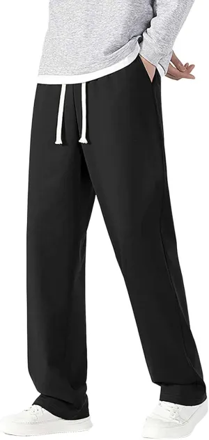 Mens Sweatpants Casual Loose Drawstring Pocket Straight Lengthened Big and Tall Suit Pants for Men