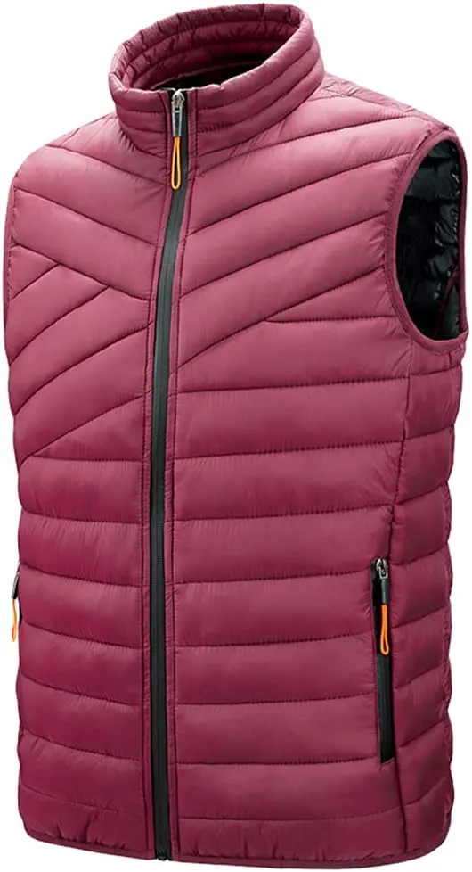 Mens Warm Windproof Stand-Collar Padded Gilets Sleeveless Jacket Waistcoat Casual Outdoor Quilted Down Puffer Vest