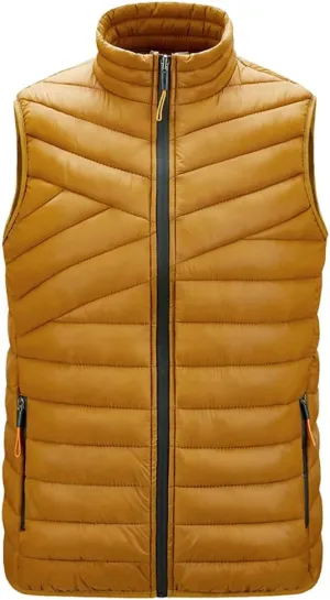 Mens Warm Windproof Stand-Collar Padded Gilets Sleeveless Jacket Waistcoat Casual Outdoor Quilted Down Puffer Vest