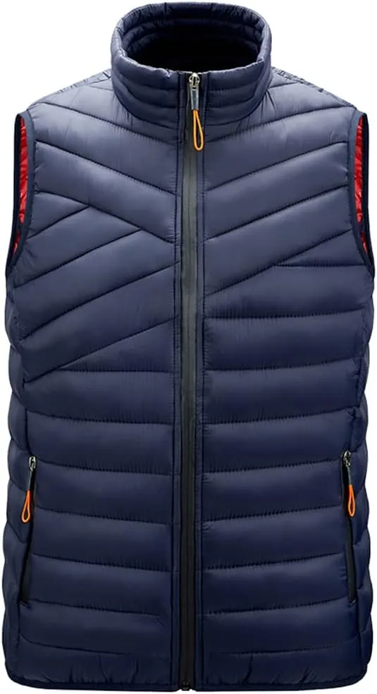 Mens Warm Windproof Stand-Collar Padded Gilets Sleeveless Jacket Waistcoat Casual Outdoor Quilted Down Puffer Vest