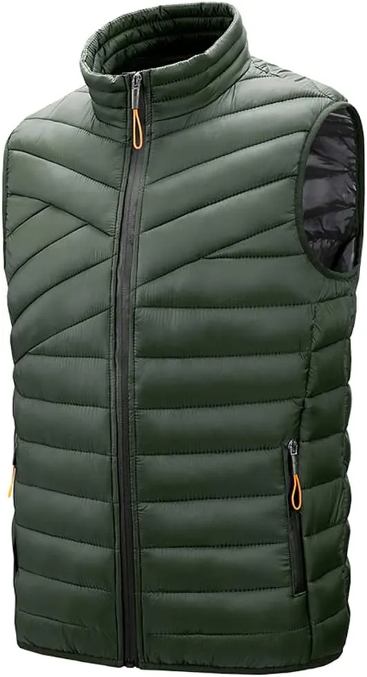 Mens Warm Windproof Stand-Collar Padded Gilets Sleeveless Jacket Waistcoat Casual Outdoor Quilted Down Puffer Vest