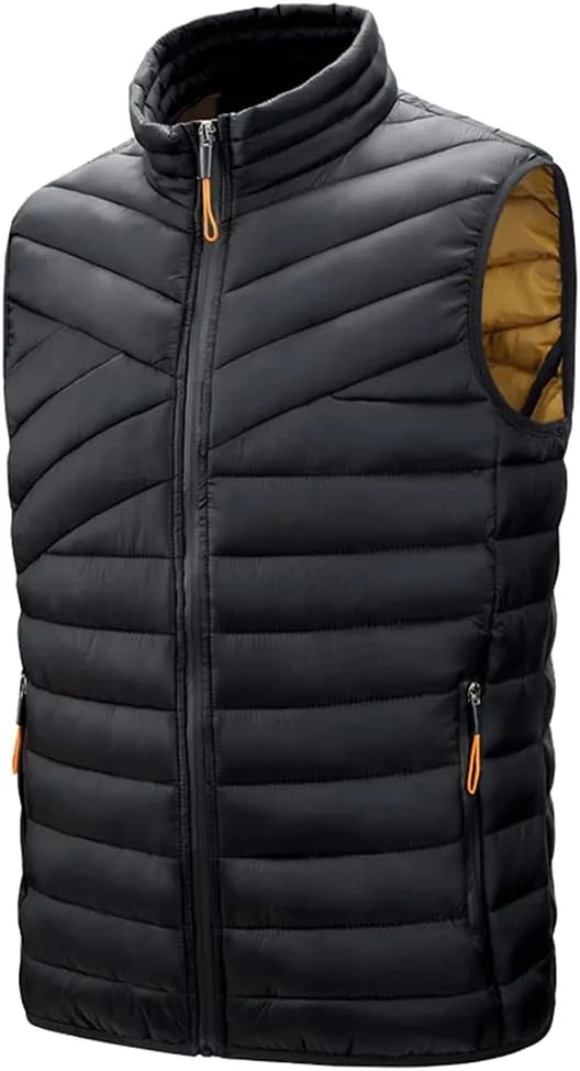 Mens Warm Windproof Stand-Collar Padded Gilets Sleeveless Jacket Waistcoat Casual Outdoor Quilted Down Puffer Vest