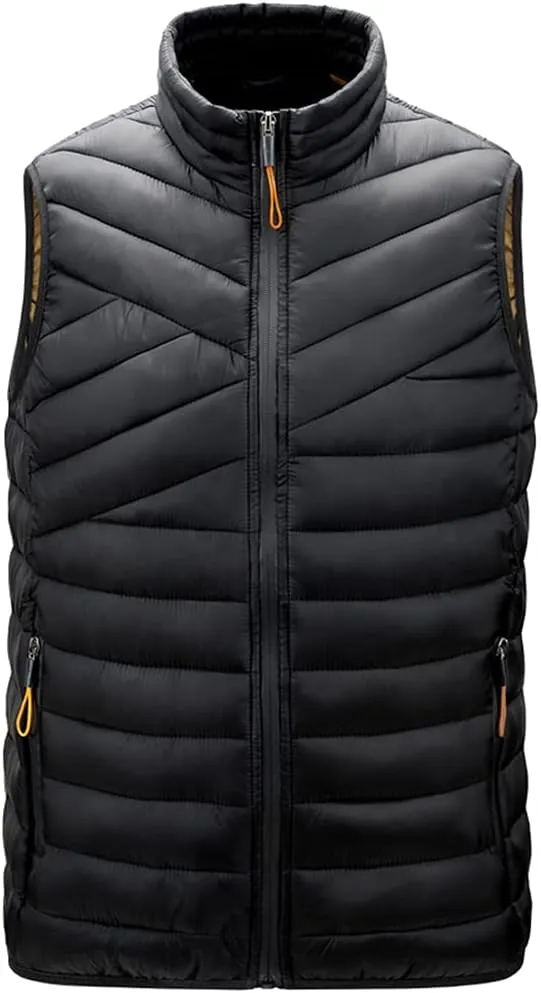 Mens Warm Windproof Stand-Collar Padded Gilets Sleeveless Jacket Waistcoat Casual Outdoor Quilted Down Puffer Vest