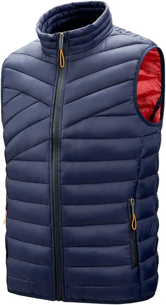 Mens Warm Windproof Stand-Collar Padded Gilets Sleeveless Jacket Waistcoat Casual Outdoor Quilted Down Puffer Vest