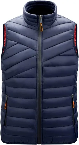 Mens Warm Windproof Stand-Collar Padded Gilets Sleeveless Jacket Waistcoat Casual Outdoor Quilted Down Puffer Vest
