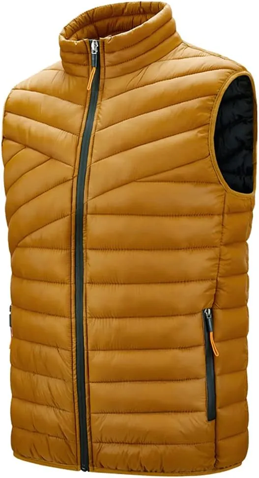 Mens Warm Windproof Stand-Collar Padded Gilets Sleeveless Jacket Waistcoat Casual Outdoor Quilted Down Puffer Vest