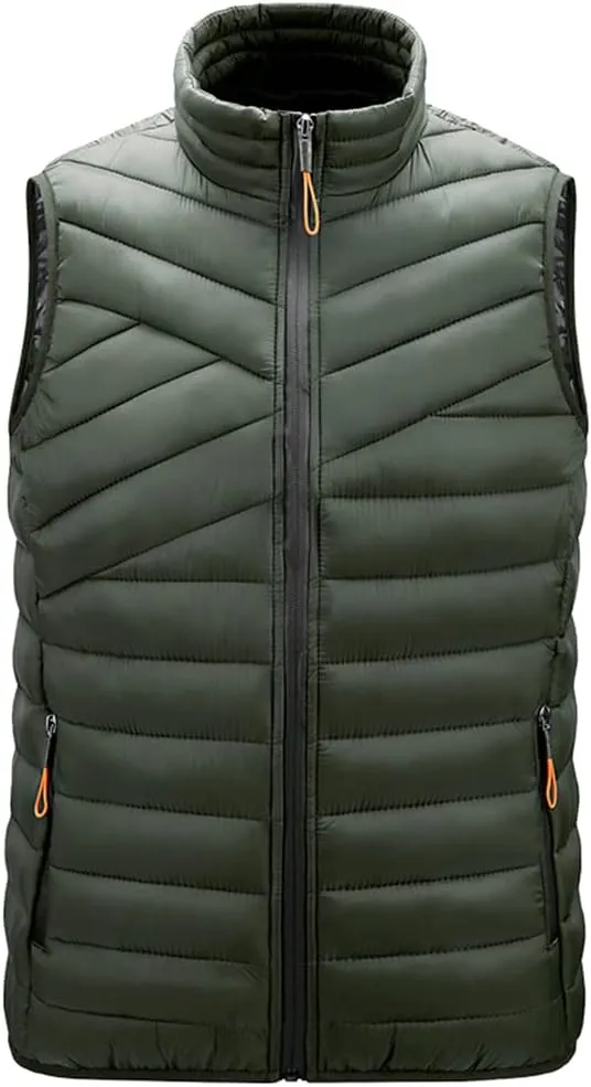 Mens Warm Windproof Stand-Collar Padded Gilets Sleeveless Jacket Waistcoat Casual Outdoor Quilted Down Puffer Vest