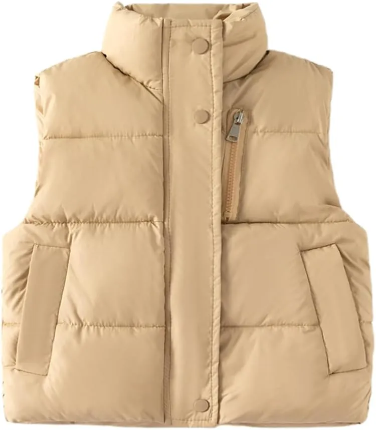 Meufam Baby Boys Girls Water-Resistant Puffer Vest Lightweight Zipper Waistcoat Sleeveless Down Vest Jacket Coat with Pockets