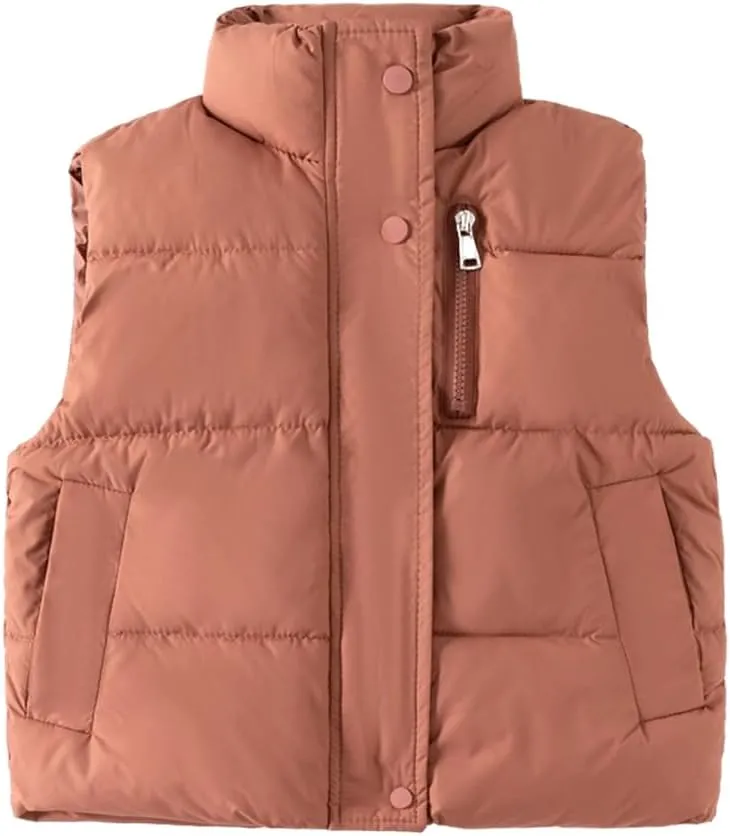 Meufam Baby Boys Girls Water-Resistant Puffer Vest Lightweight Zipper Waistcoat Sleeveless Down Vest Jacket Coat with Pockets