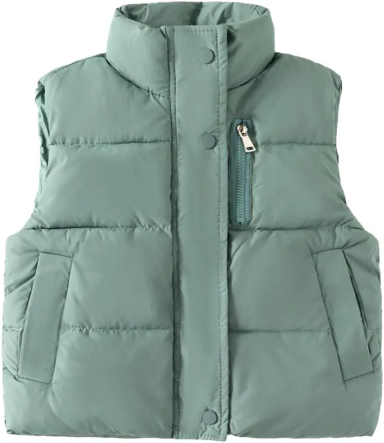 Meufam Baby Boys Girls Water-Resistant Puffer Vest Lightweight Zipper Waistcoat Sleeveless Down Vest Jacket Coat with Pockets