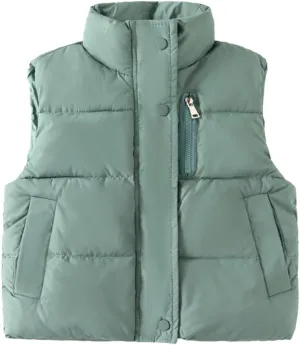 Meufam Baby Boys Girls Water-Resistant Puffer Vest Lightweight Zipper Waistcoat Sleeveless Down Vest Jacket Coat with Pockets
