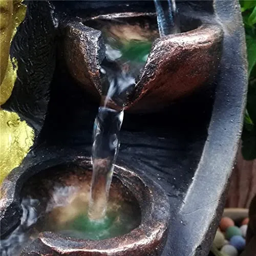 Milaan Buddha Water Fountain Waterfall with Circular Water Flow Relaxing Office