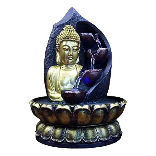 Milaan Buddha Water Fountain Waterfall with Circular Water Flow Relaxing Office
