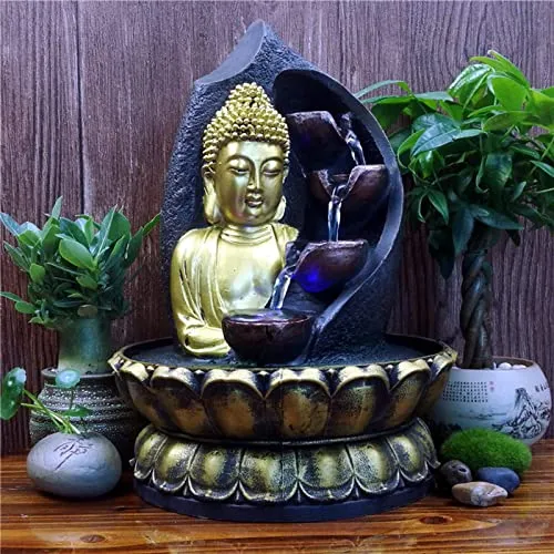Milaan Buddha Water Fountain Waterfall with Circular Water Flow Relaxing Office