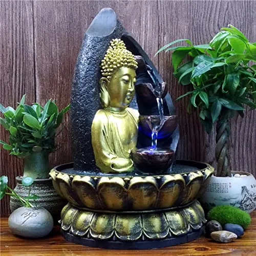Milaan Buddha Water Fountain Waterfall with Circular Water Flow Relaxing Office