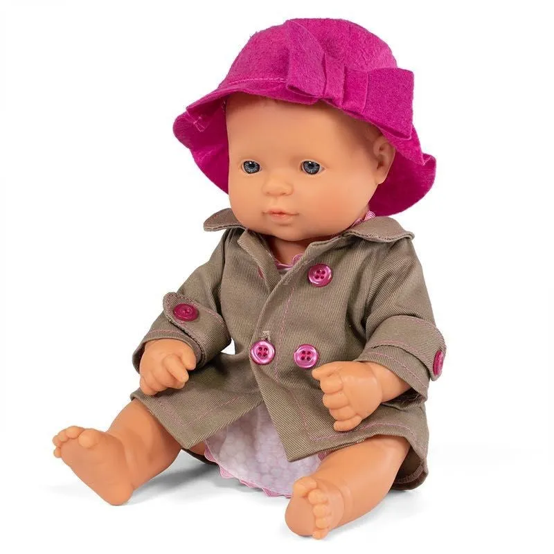 Miniland Anatomically Correct Baby Caucasian Girl and Outfit Boxed 32 cm