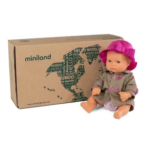Miniland Anatomically Correct Baby Caucasian Girl and Outfit Boxed 32 cm