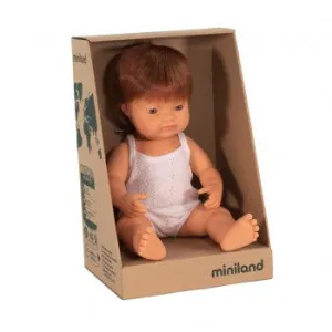 Miniland Anatomically Correct Baby Doll, Caucasian Boy, Red Head, 38 cm